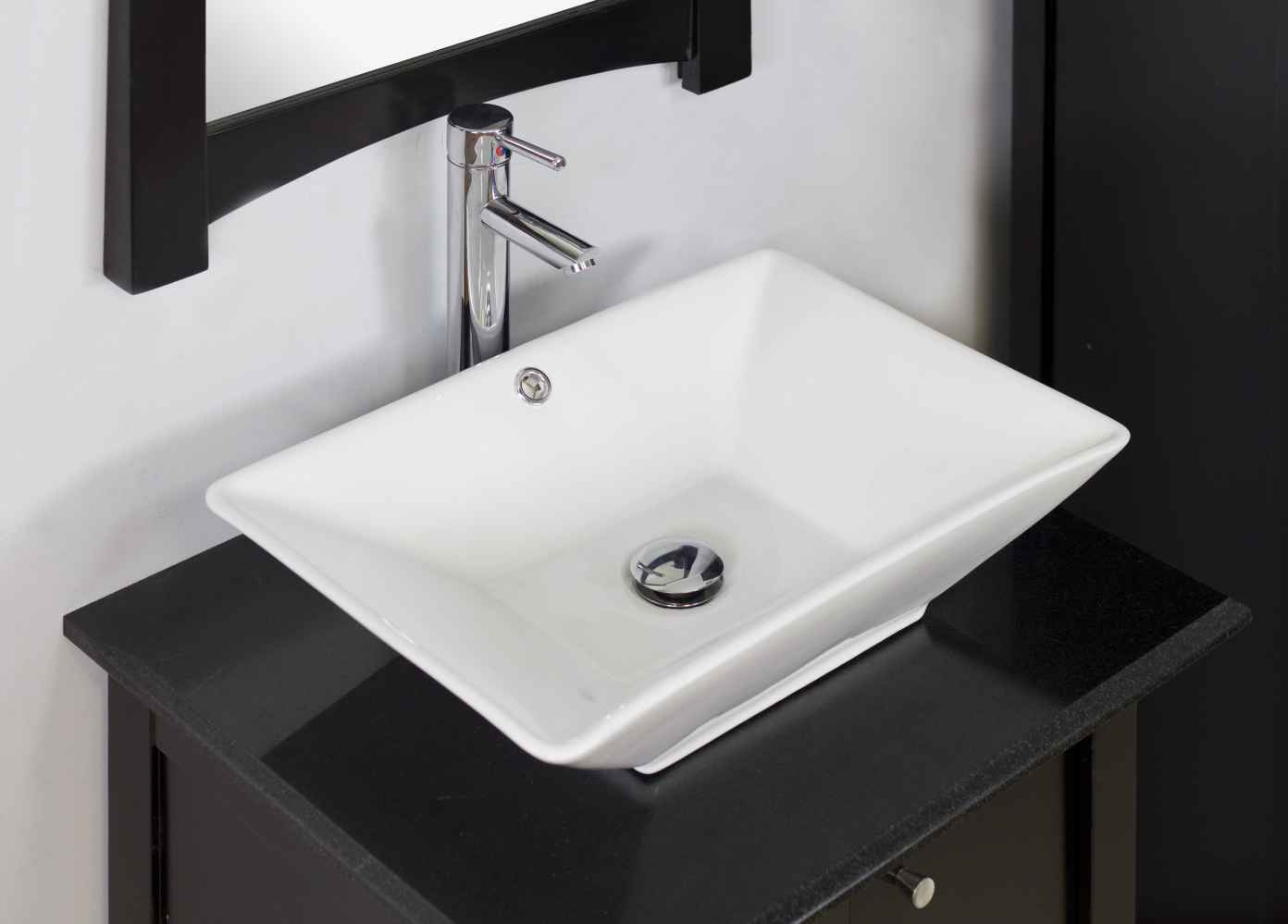 22-in. x 14.75-in. Rectangle Bathroom Vessel Sink Set White Enamel Glaze