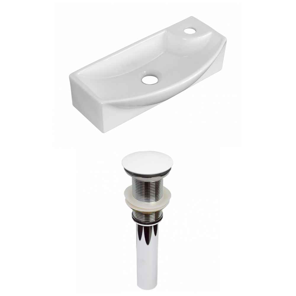 17.75-in. x 8.75-in. Rectangle Bathroom Vessel Sink Set White Enamel Glaze