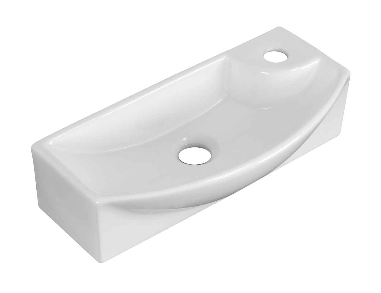 17.75-in. x 8.75-in. Rectangle Bathroom Vessel Sink Set White Enamel Glaze