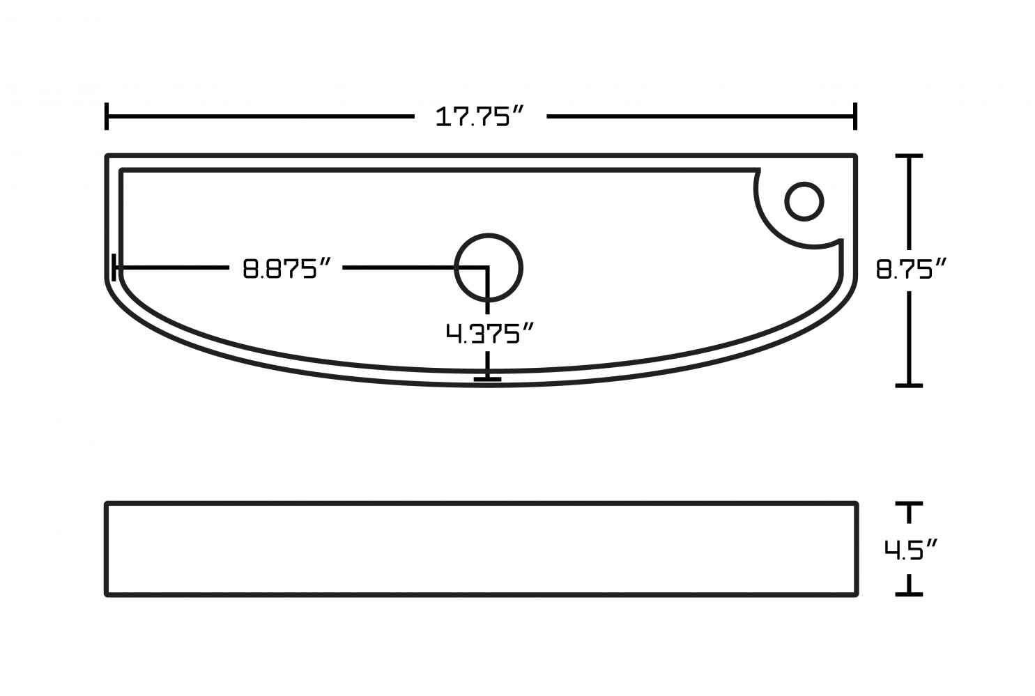 17.75-in. x 8.75-in. Rectangle Bathroom Vessel Sink Set White Enamel Glaze