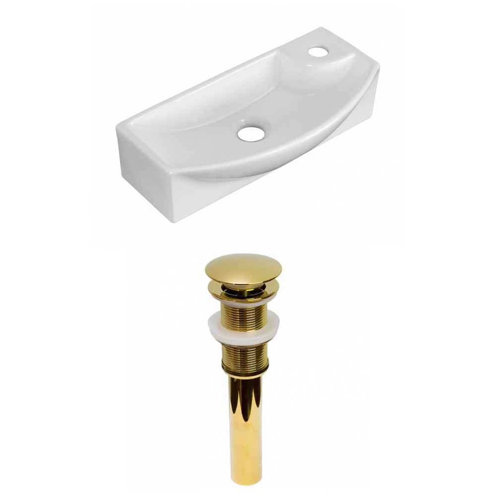 17.75-in. x 8.75-in. Rectangle Bathroom Vessel Sink Set White Enamel Glaze