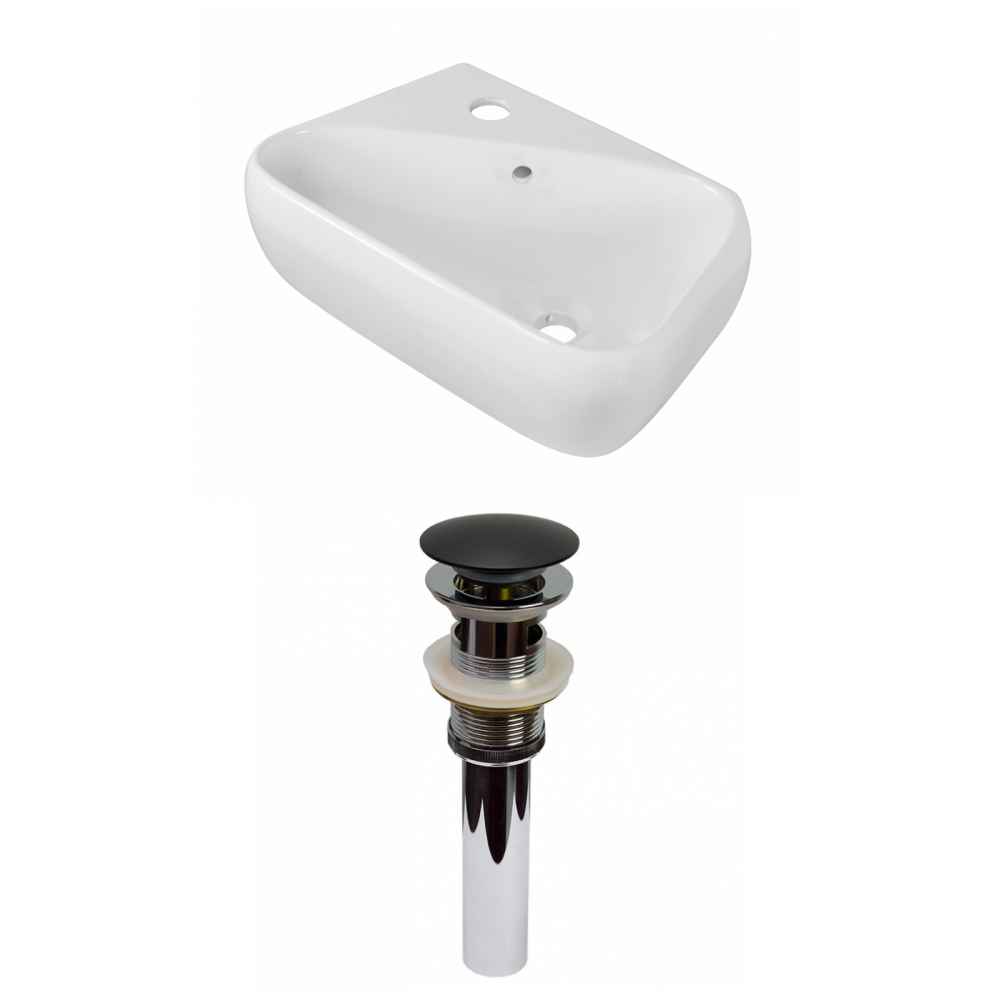 17.5-in. x 11-in. Rectangle Bathroom Vessel Sink Set White Enamel Glaze