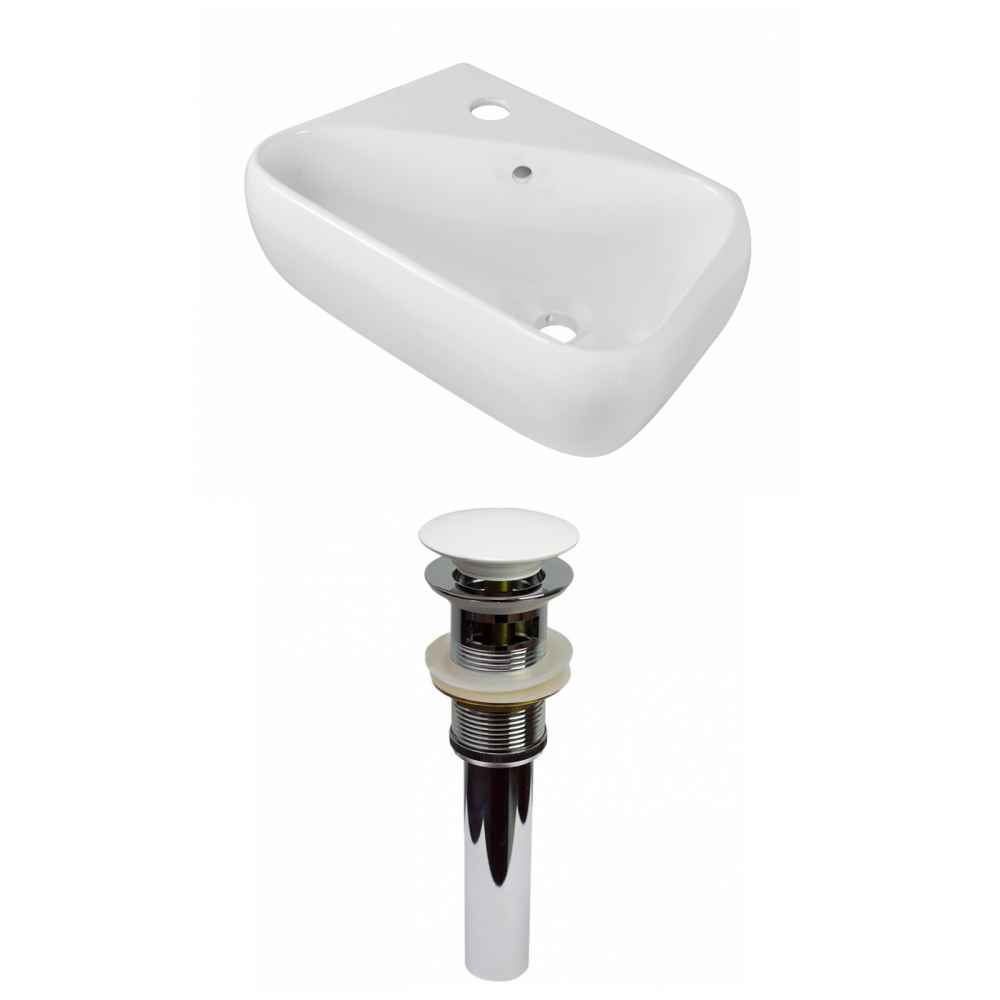 17.5-in. x 11-in. Rectangle Bathroom Vessel Sink Set White Enamel Glaze