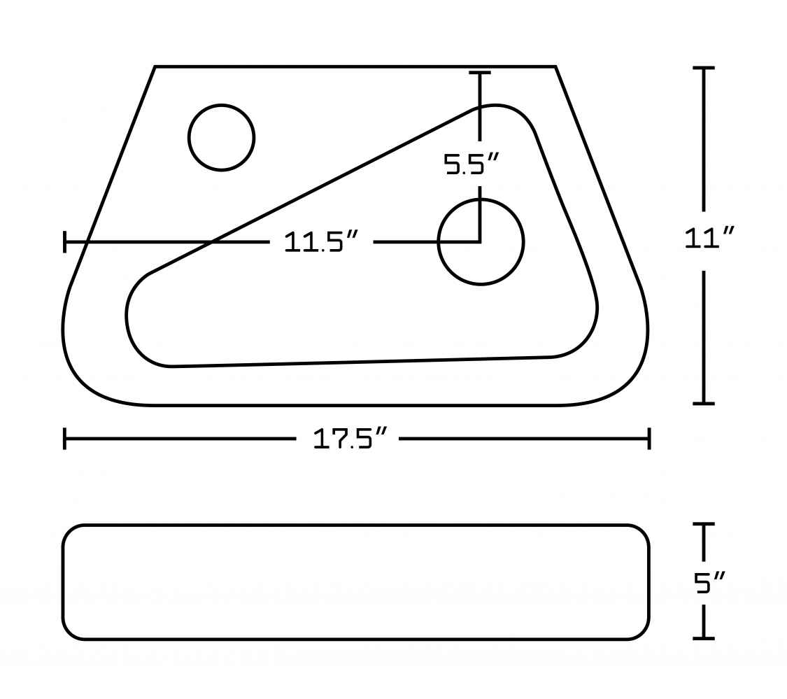17.5-in. x 11-in. Rectangle Bathroom Vessel Sink Set White Enamel Glaze