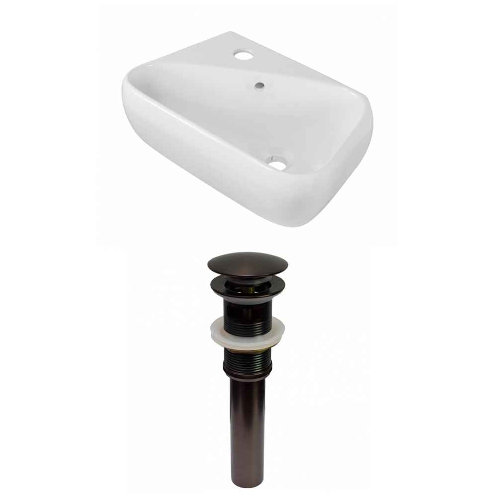 17.5-in. x 11-in. Rectangle Bathroom Vessel Sink Set White Enamel Glaze