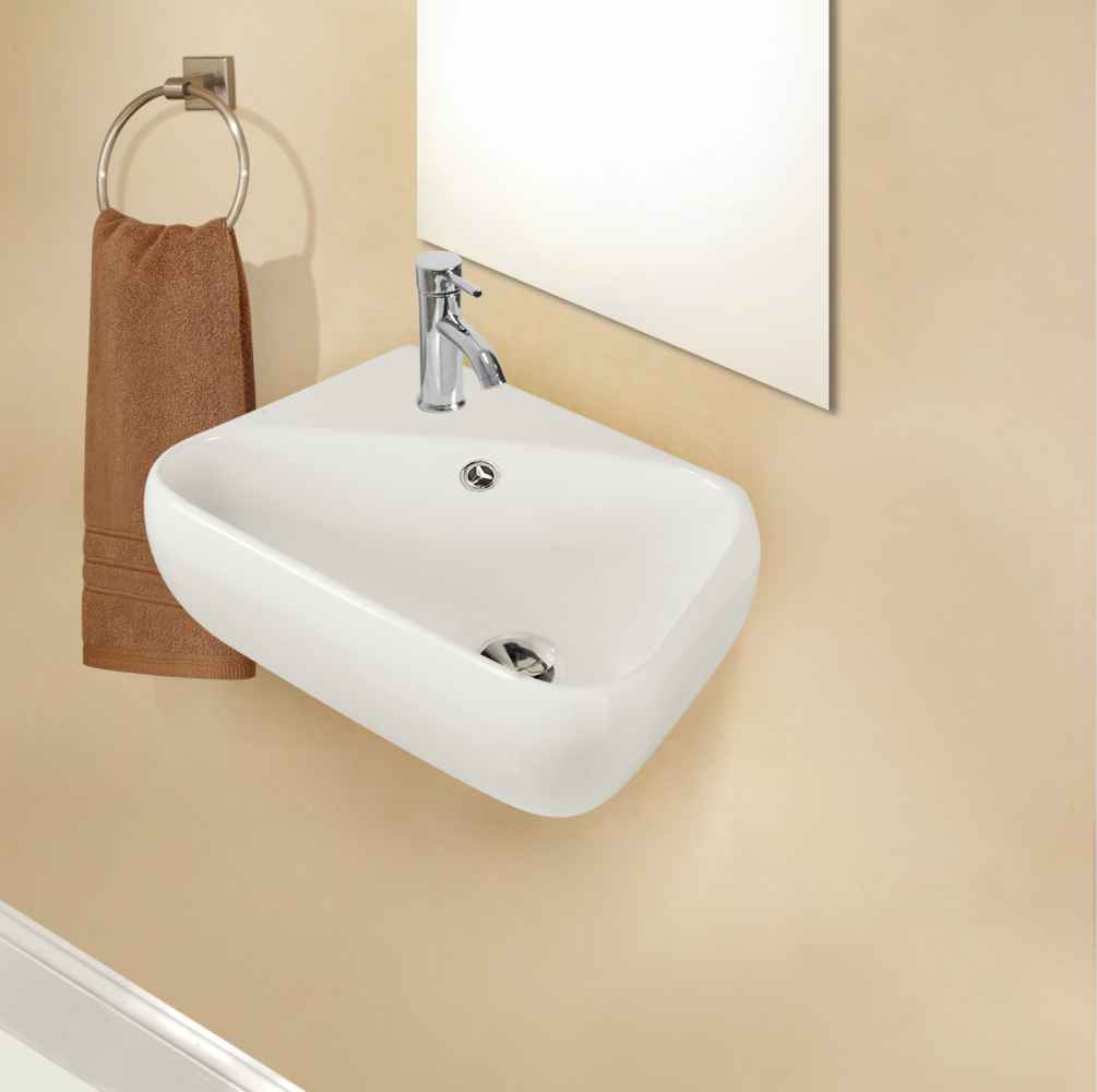 17.5-in. x 11-in. Rectangle Bathroom Vessel Sink Set White Enamel Glaze