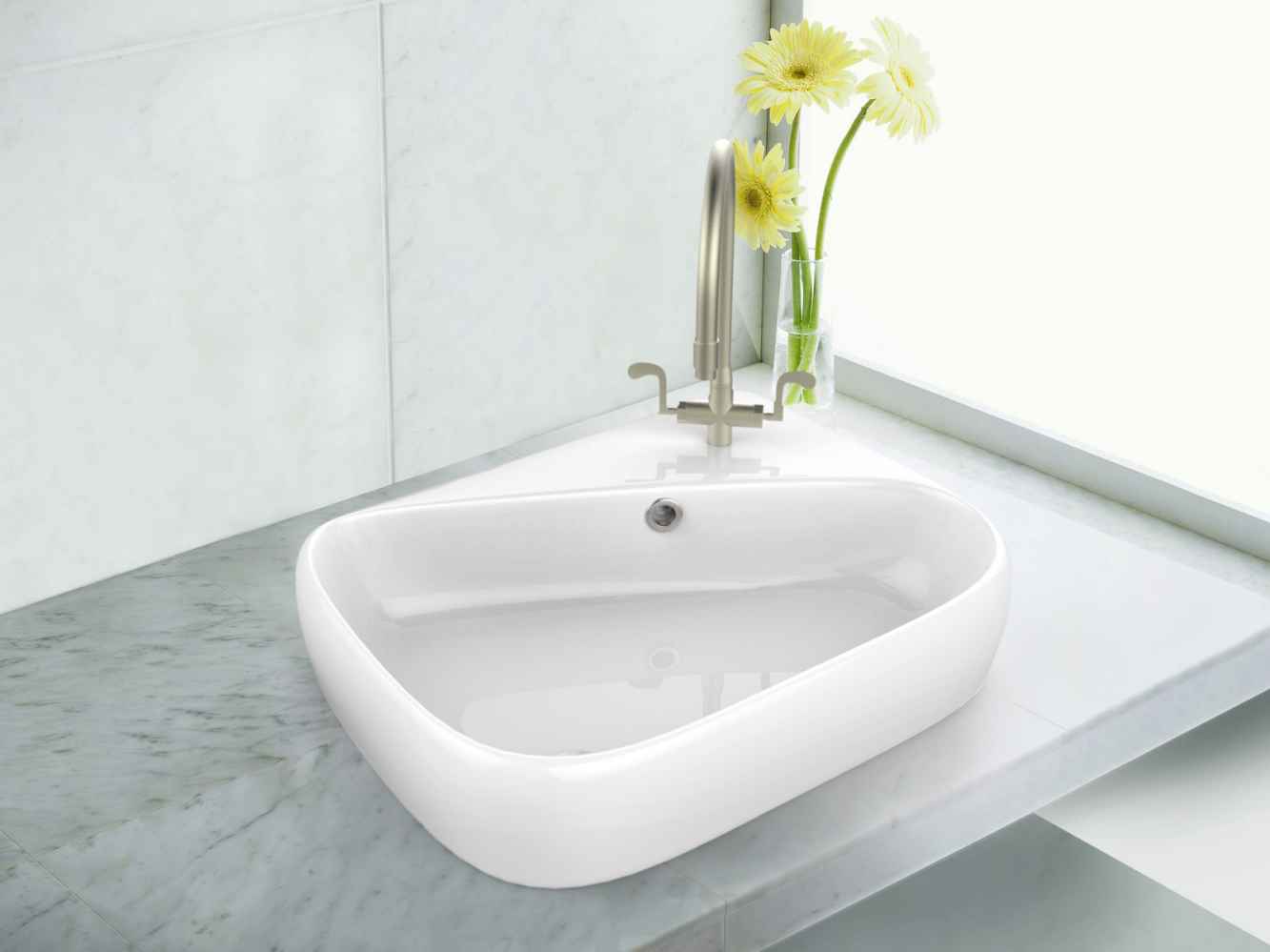 17.5-in. x 11-in. Rectangle Bathroom Vessel Sink Set White Enamel Glaze
