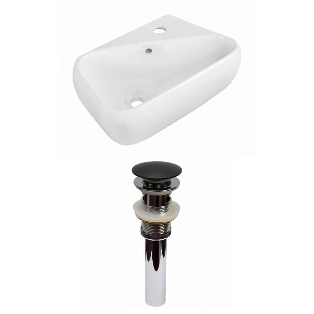 17.5-in. x 11-in. Rectangle Bathroom Vessel Sink Set White Enamel Glaze