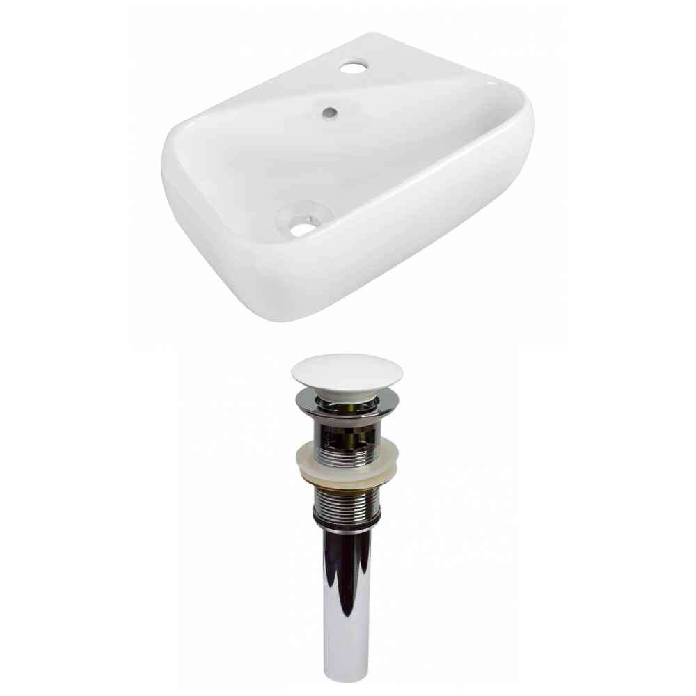 17.5-in. x 11-in. Rectangle Bathroom Vessel Sink Set White Enamel Glaze