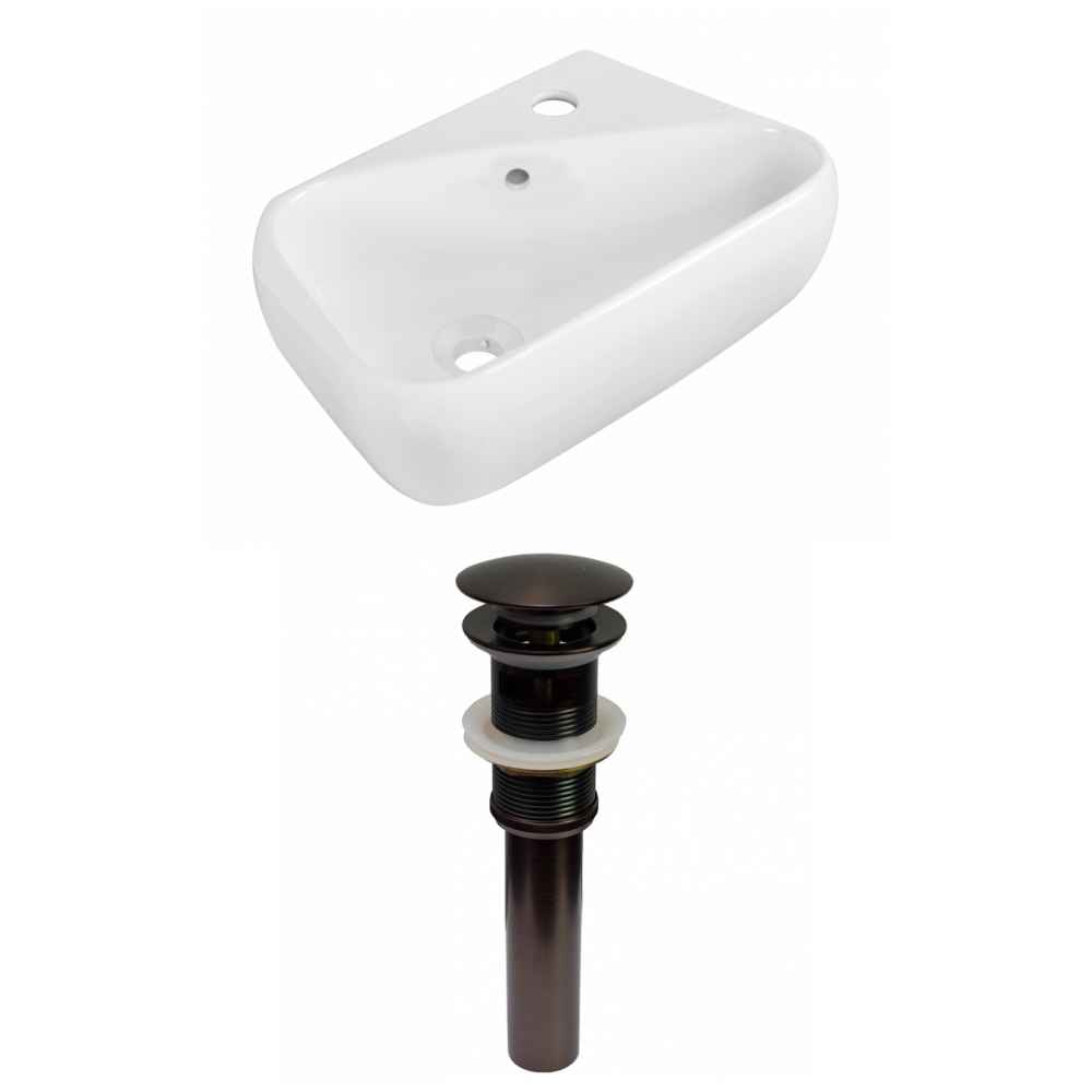 17.5-in. x 11-in. Rectangle Bathroom Vessel Sink Set White Enamel Glaze