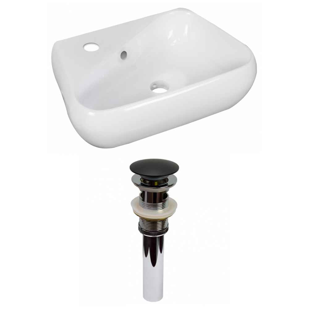 17.5-in. x 11-in. Unique Bathroom Vessel Sink Set White Enamel Glaze