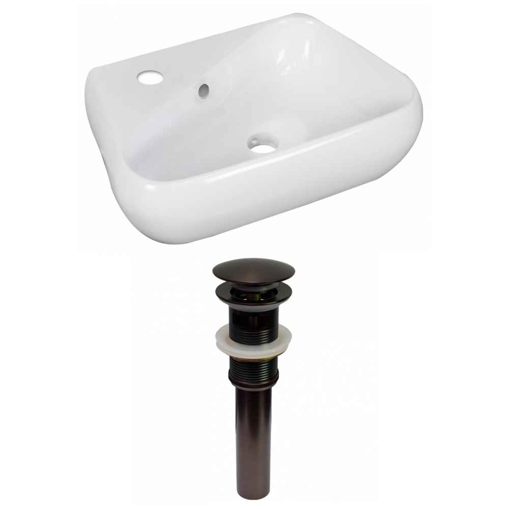 17.5-in. x 11-in. Unique Bathroom Vessel Sink Set White Enamel Glaze