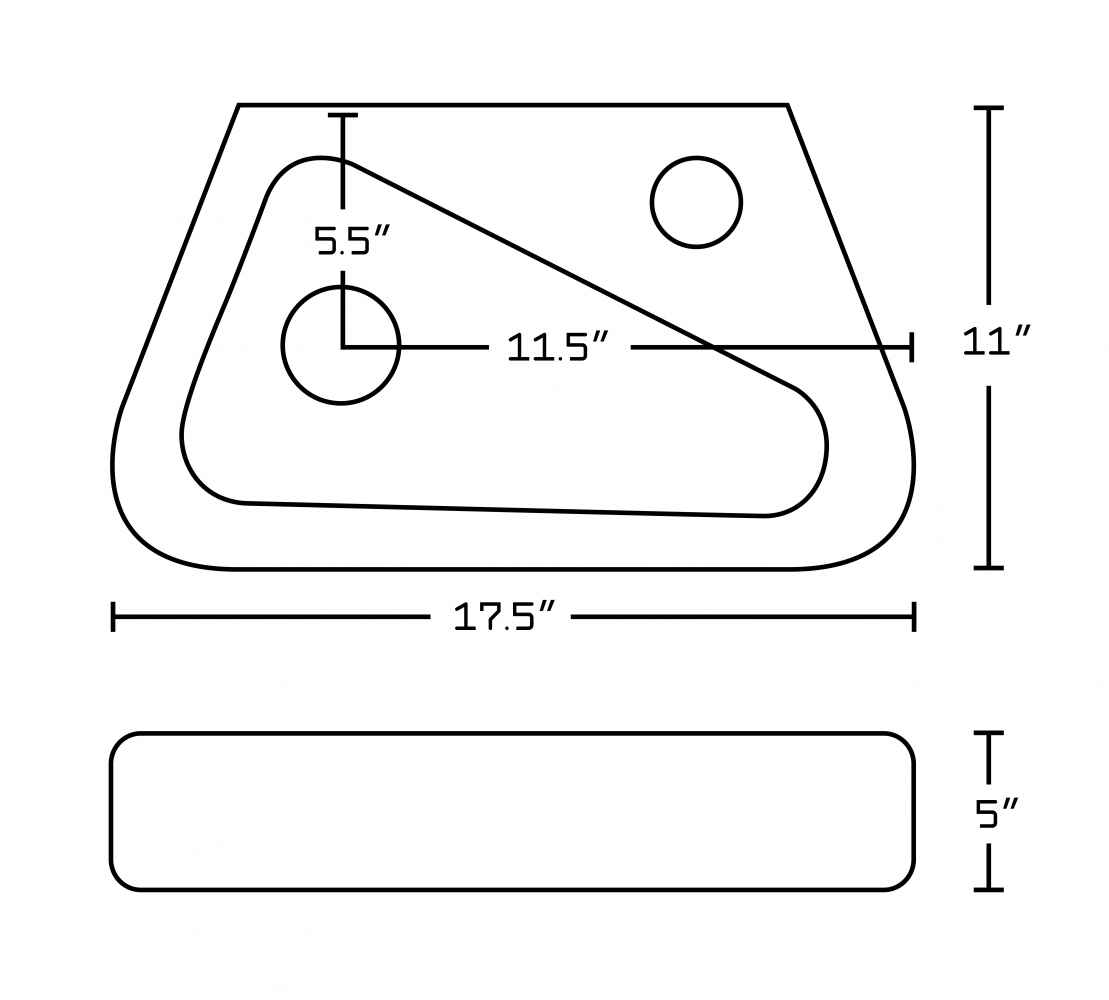 17.5-in. x 11-in. Unique Bathroom Vessel Sink Set White Enamel Glaze