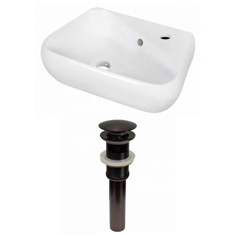 17.5-in. x 11-in. Unique Bathroom Vessel Sink Set White Enamel Glaze