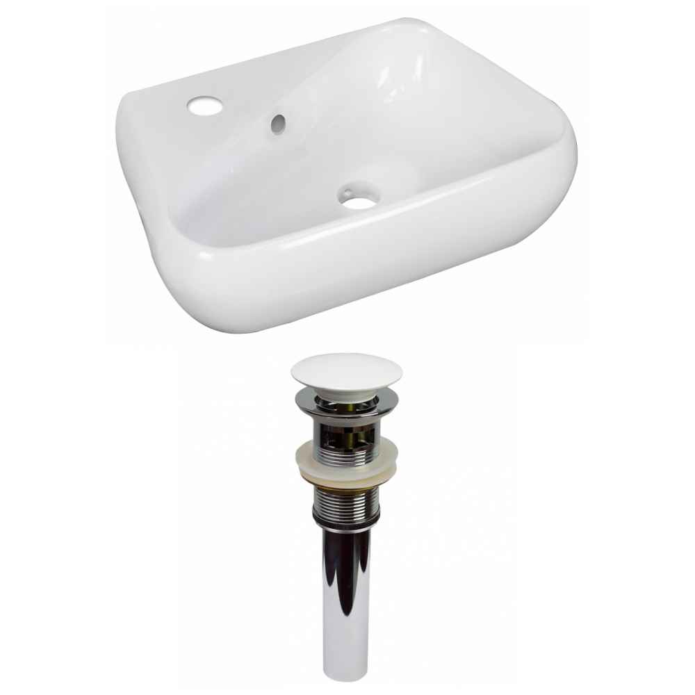 17.5-in. x 11-in. Unique Bathroom Vessel Sink Set White Enamel Glaze
