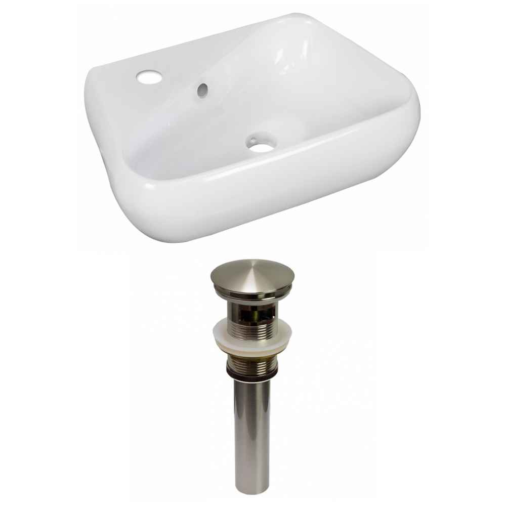 17.5-in. x 11-in. Unique Bathroom Vessel Sink Set White Enamel Glaze