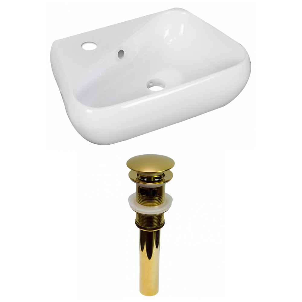 17.5-in. x 11-in. Unique Bathroom Vessel Sink Set White Enamel Glaze