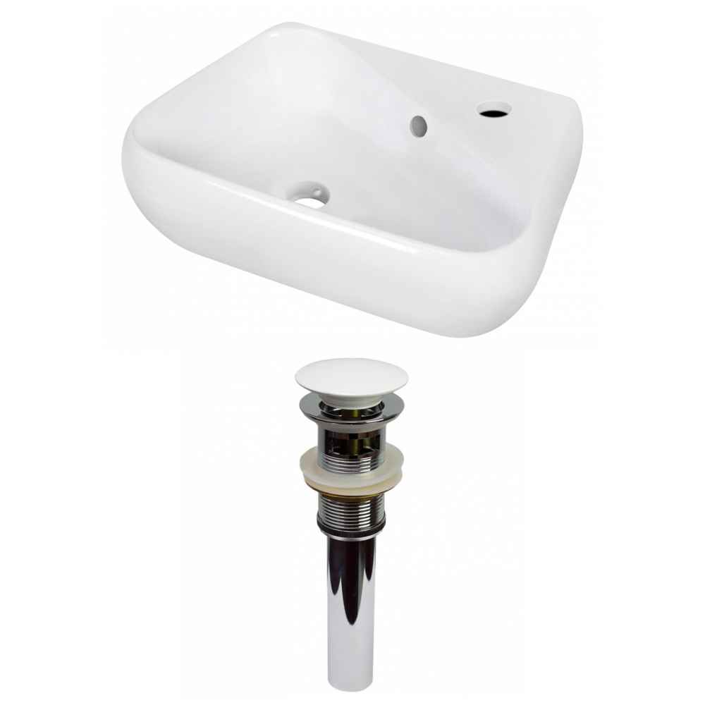 17.5-in. x 11-in. Unique Bathroom Vessel Sink Set White Enamel Glaze