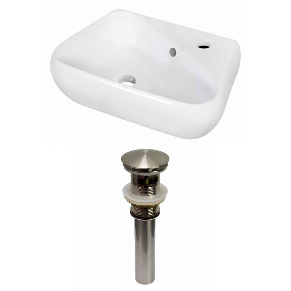 17.5-in. x 11-in. Unique Bathroom Vessel Sink Set White Enamel Glaze
