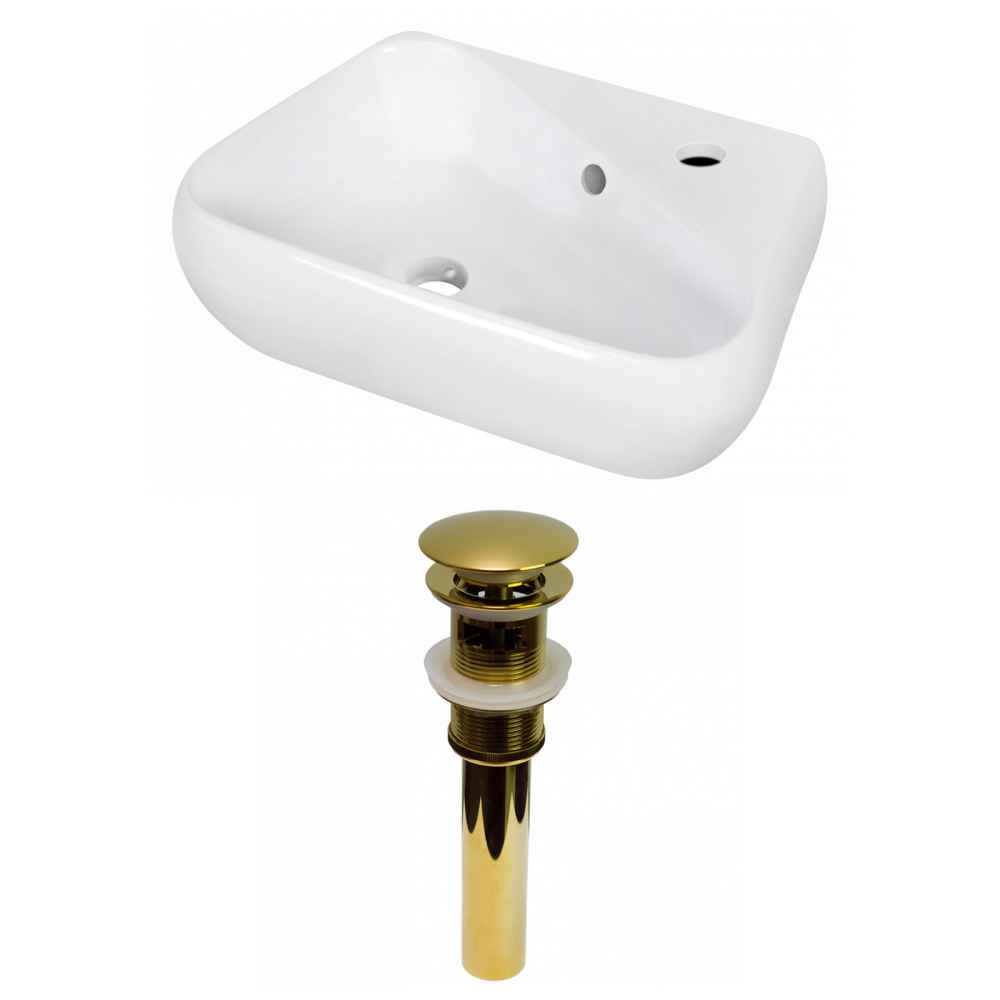 17.5-in. x 11-in. Unique Bathroom Vessel Sink Set White Enamel Glaze