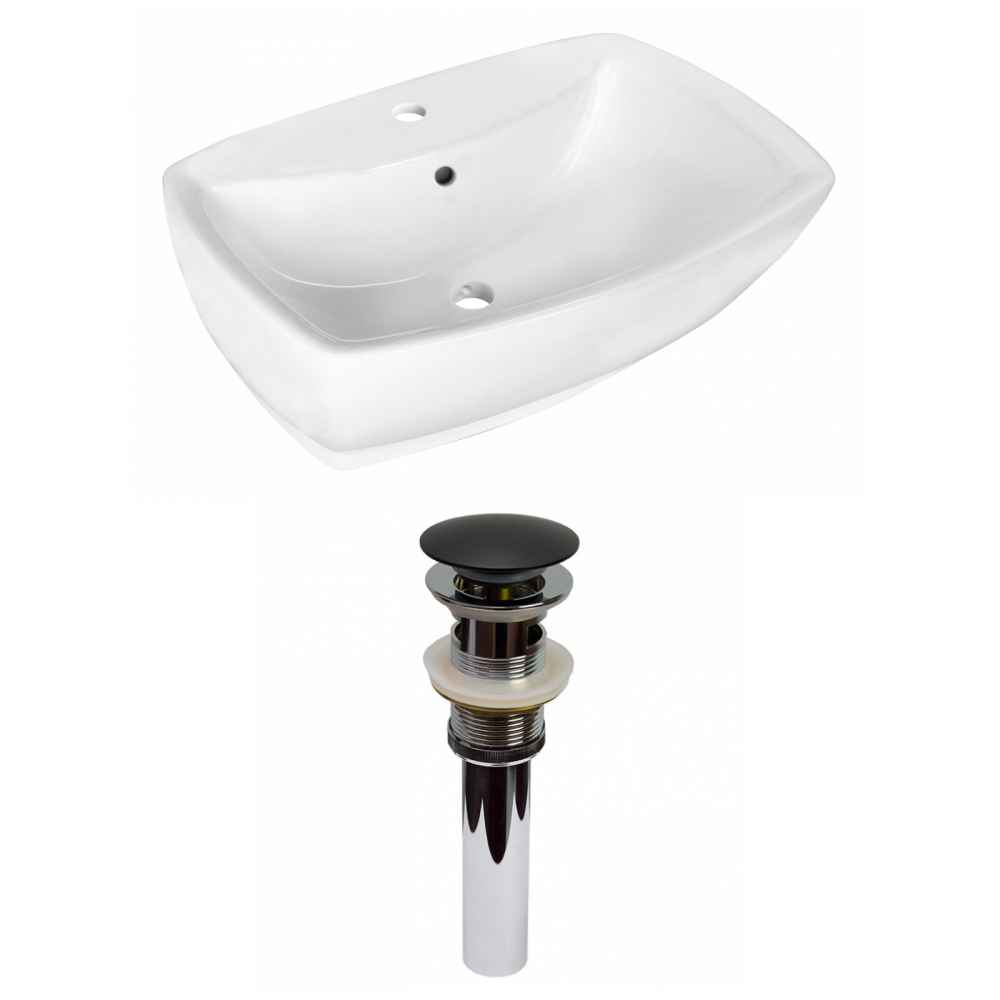 21.75-in. x 15.75-in. Rectangle Bathroom Vessel Sink Set White Enamel Glaze