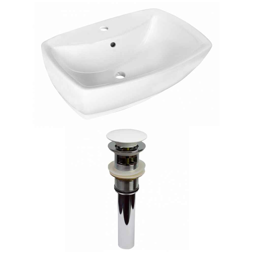 21.75-in. x 15.75-in. Rectangle Bathroom Vessel Sink Set White Enamel Glaze