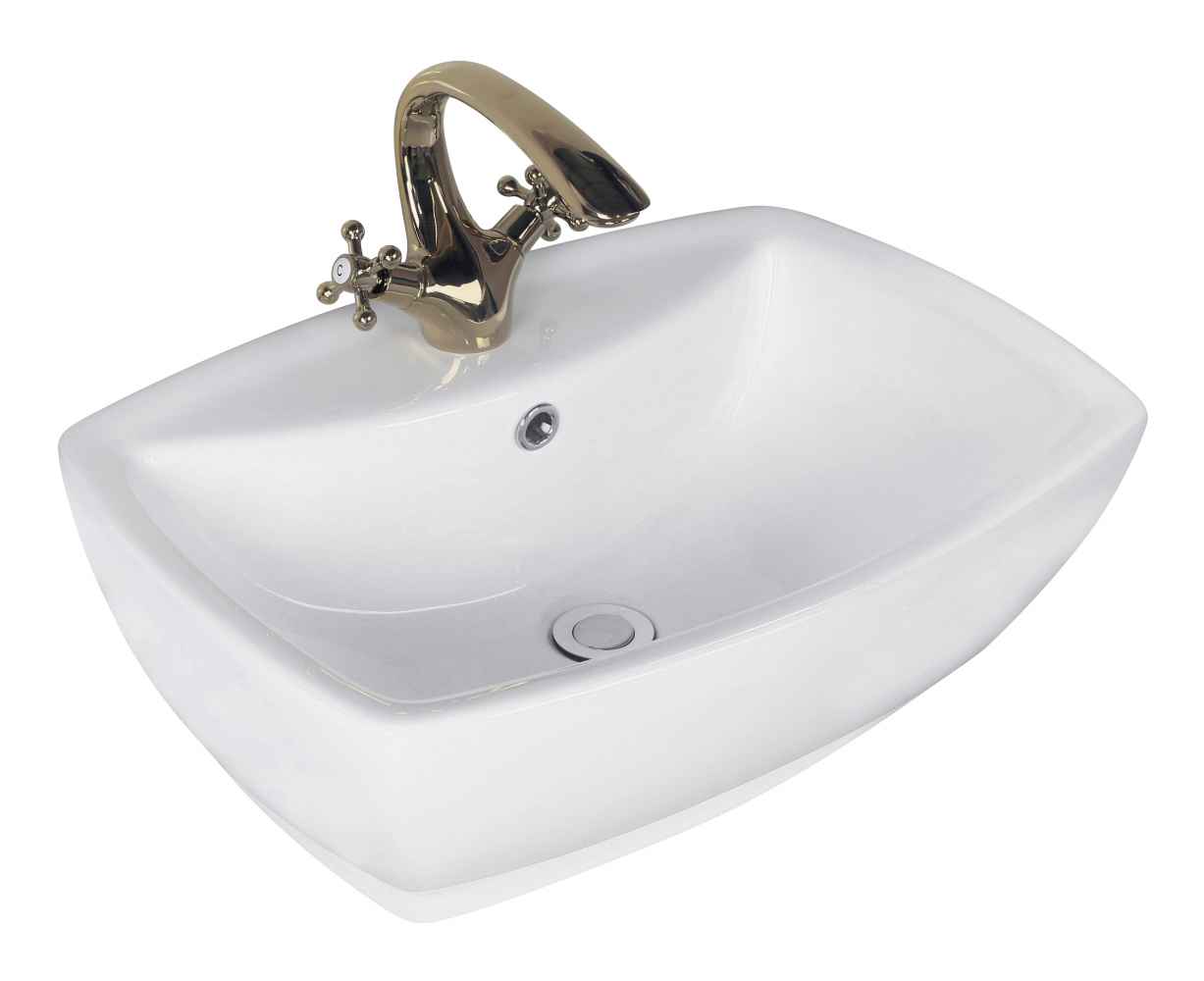 21.75-in. x 15.75-in. Rectangle Bathroom Vessel Sink Set White Enamel Glaze