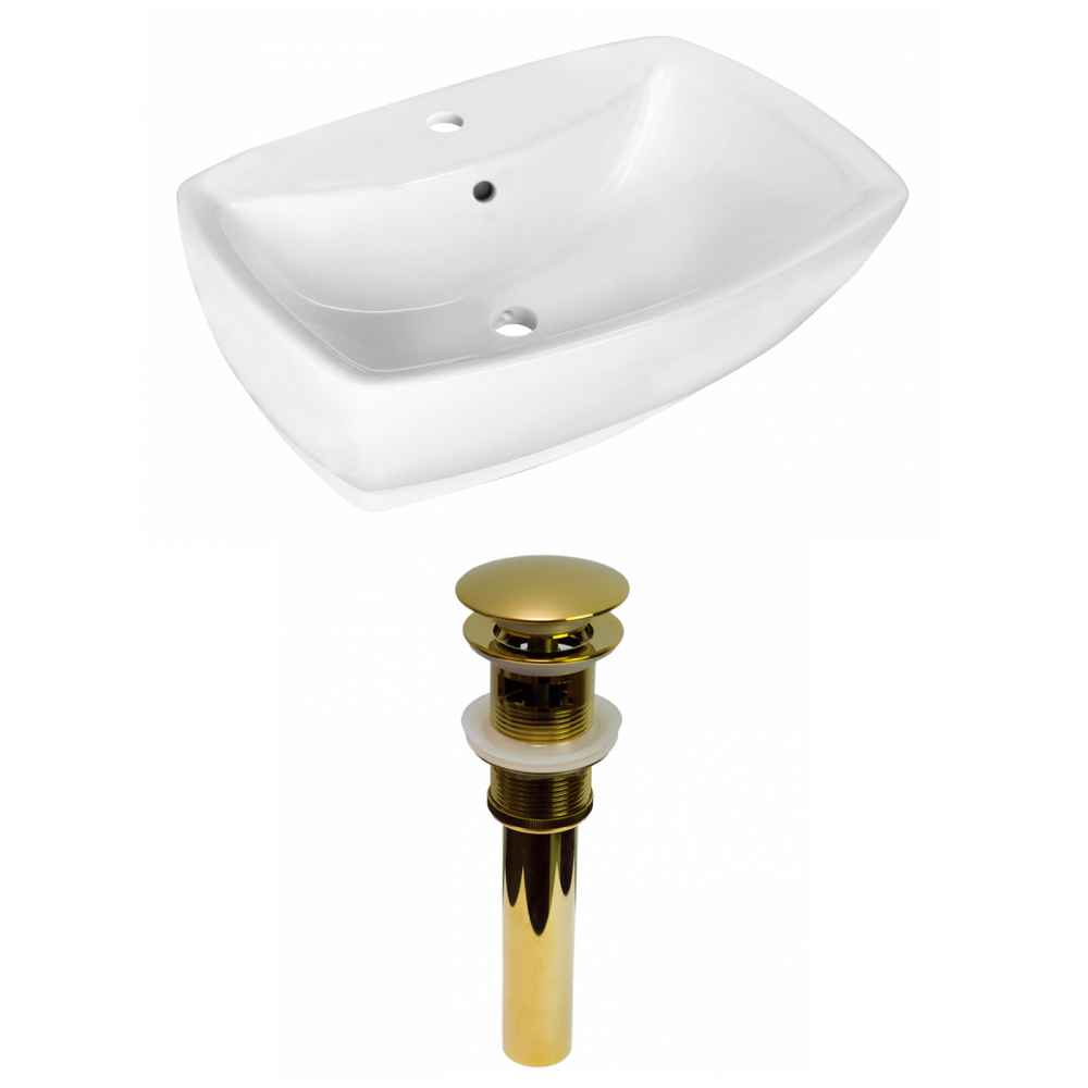 21.75-in. x 15.75-in. Rectangle Bathroom Vessel Sink Set White Enamel Glaze