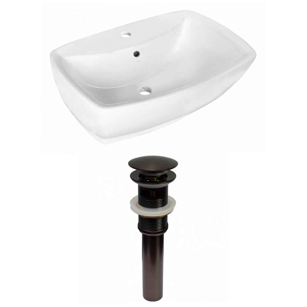 21.75-in. x 15.75-in. Rectangle Bathroom Vessel Sink Set White Enamel Glaze