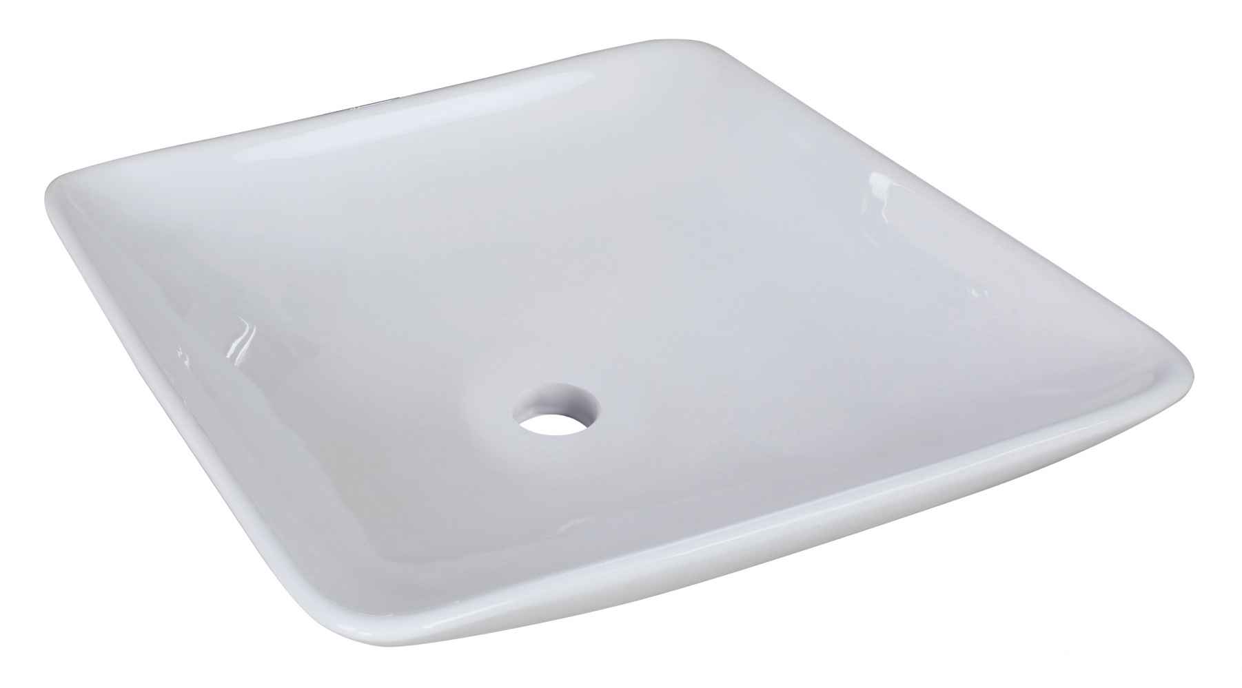 16.75-in. x 16.75-in. Square Bathroom Vessel Sink Set White Enamel Glaze