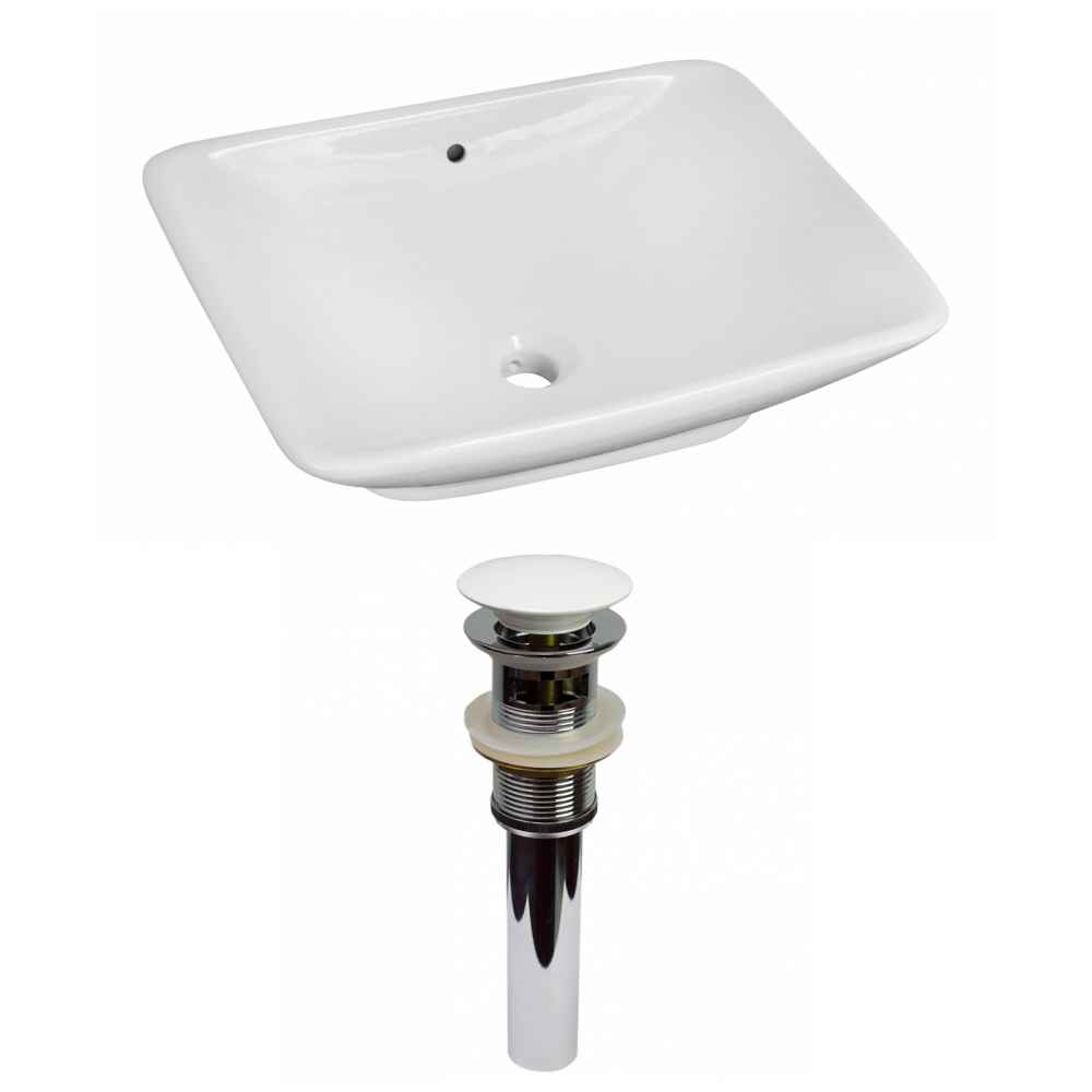 21.5-in. x 17-in. Rectangle Bathroom Vessel Sink Set White Enamel Glaze