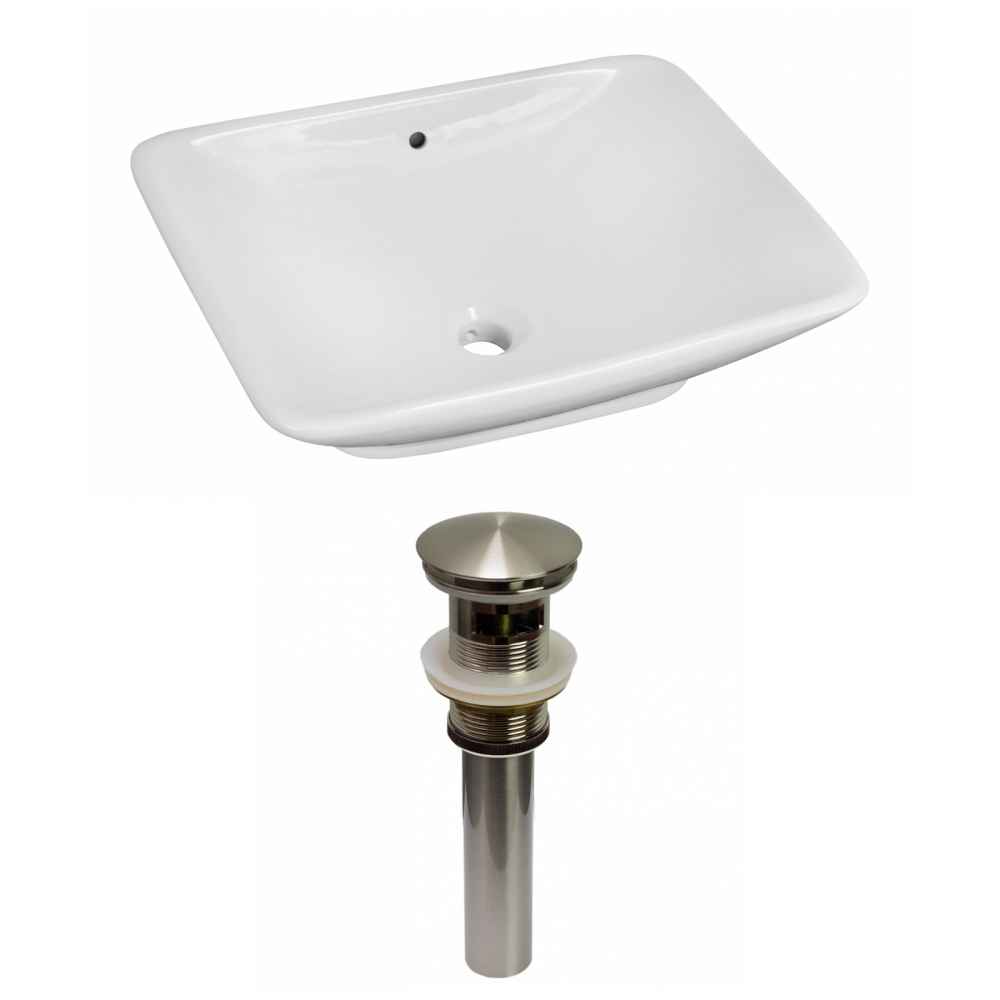 21.5-in. x 17-in. Rectangle Bathroom Vessel Sink Set White Enamel Glaze