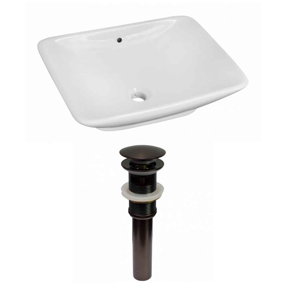 21.5-in. x 17-in. Rectangle Bathroom Vessel Sink Set White Enamel Glaze