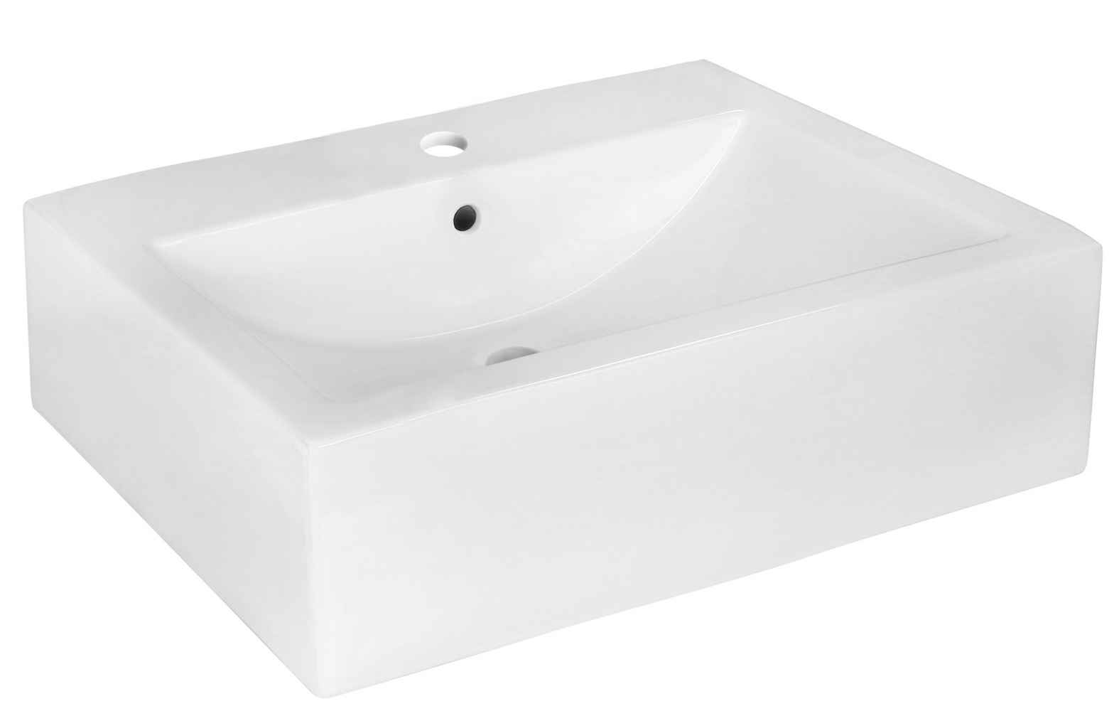 20.25-in. x 16.25-in. Rectangle Bathroom Vessel Sink Set White Enamel Glaze