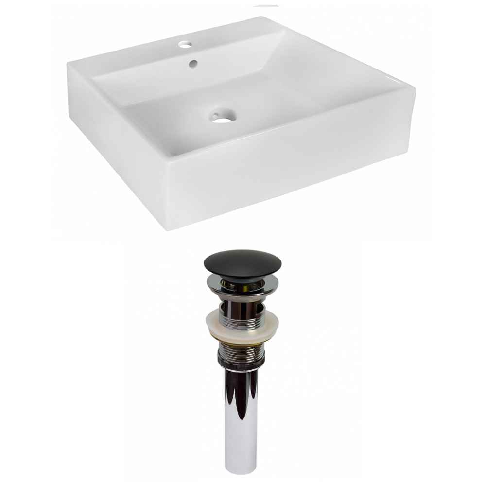 20.5-in. x 17.25-in. Rectangle Bathroom Vessel Sink Set White Enamel Glaze