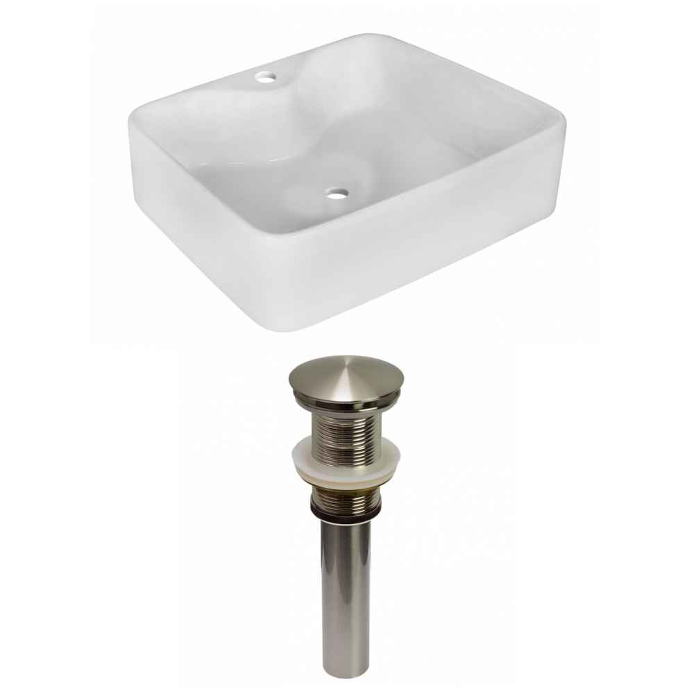18.75-in. x 14.75-in. Rectangle Bathroom Vessel Sink Set White Enamel Glaze