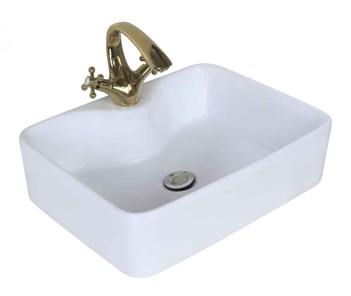 18.75-in. x 14.75-in. Rectangle Bathroom Vessel Sink Set White Enamel Glaze