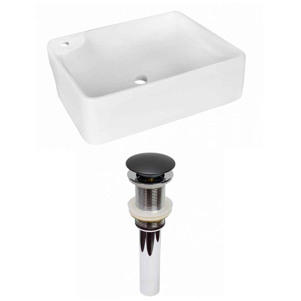 17.25-in. x 13-in. Rectangle Bathroom Vessel Sink Set White Enamel Glaze
