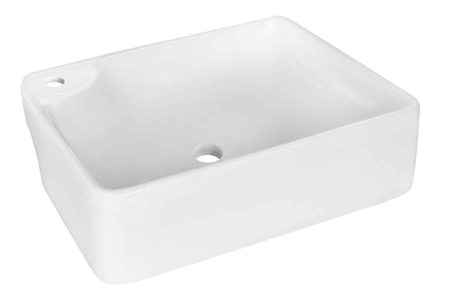 17.25-in. x 13-in. Rectangle Bathroom Vessel Sink Set White Enamel Glaze