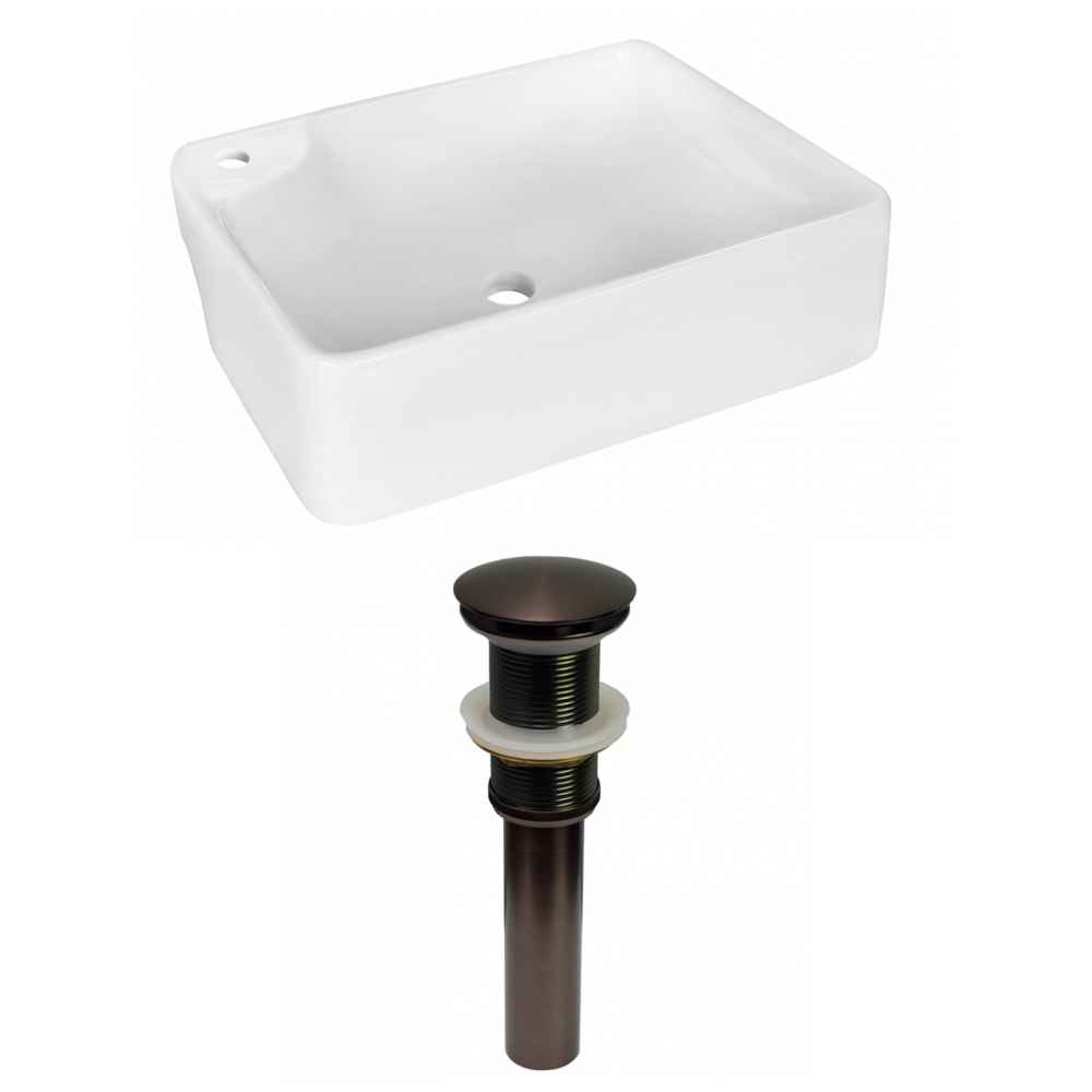 17.25-in. x 13-in. Rectangle Bathroom Vessel Sink Set White Enamel Glaze