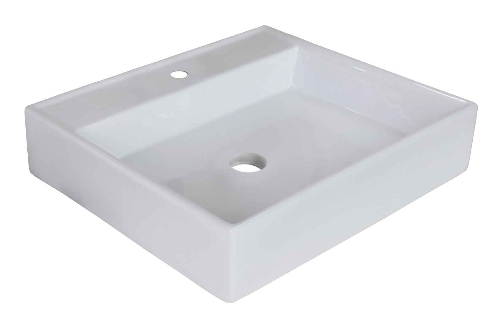 17-in. x 17-in. Square Bathroom Vessel Sink Set White Enamel Glaze
