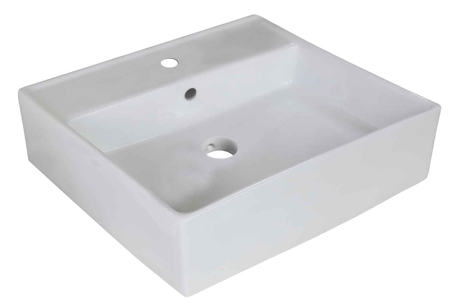 18-in. x 18-in. Square Bathroom Vessel Sink Set White Enamel Glaze