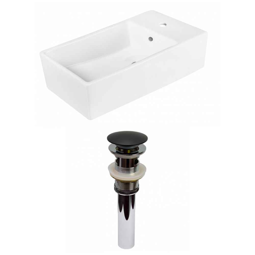 19-in. x 9.75-in. Rectangle Bathroom Vessel Sink Set White Enamel Glaze