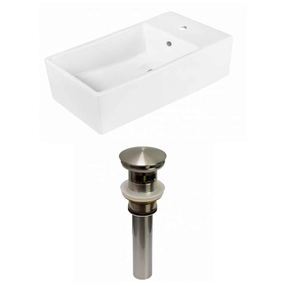 19-in. x 9.75-in. Rectangle Bathroom Vessel Sink Set White Enamel Glaze