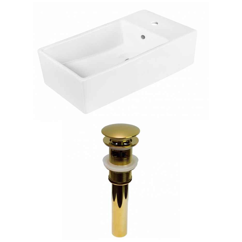 19-in. x 9.75-in. Rectangle Bathroom Vessel Sink Set White Enamel Glaze