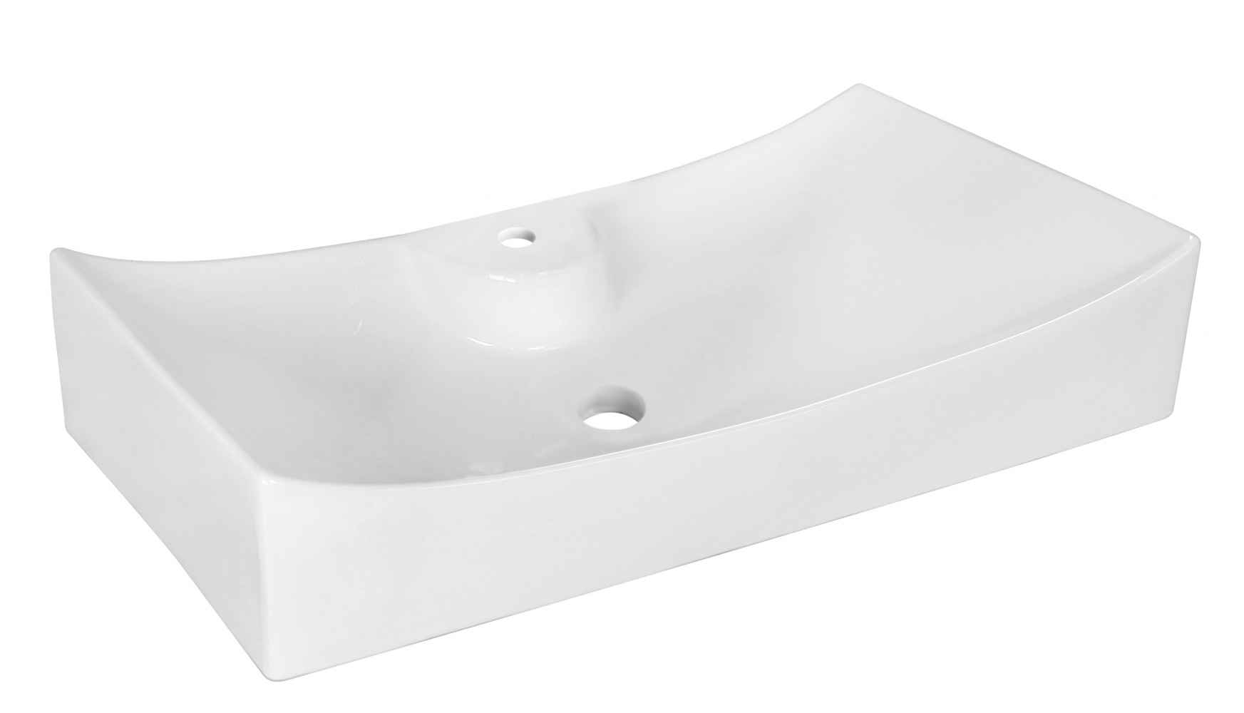 26.25-in. x 15.25-in. Rectangle Bathroom Vessel Sink Set White Enamel Glaze
