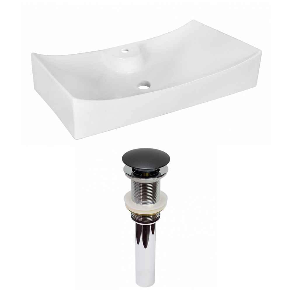 26.25-in. x 15.25-in. Rectangle Bathroom Vessel Sink Set White Enamel Glaze