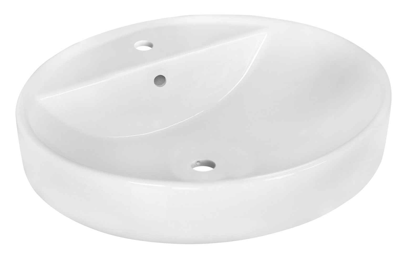 18.1-in. x 18.1-in. Round Bathroom Vessel Sink Set White Enamel Glaze