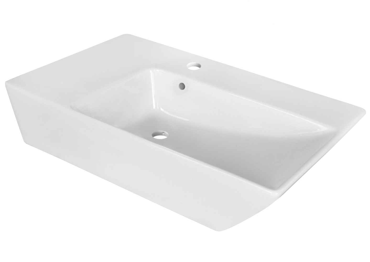 25.5-in. x 15.5-in. Rectangle Bathroom Vessel Sink Set White Enamel Glaze