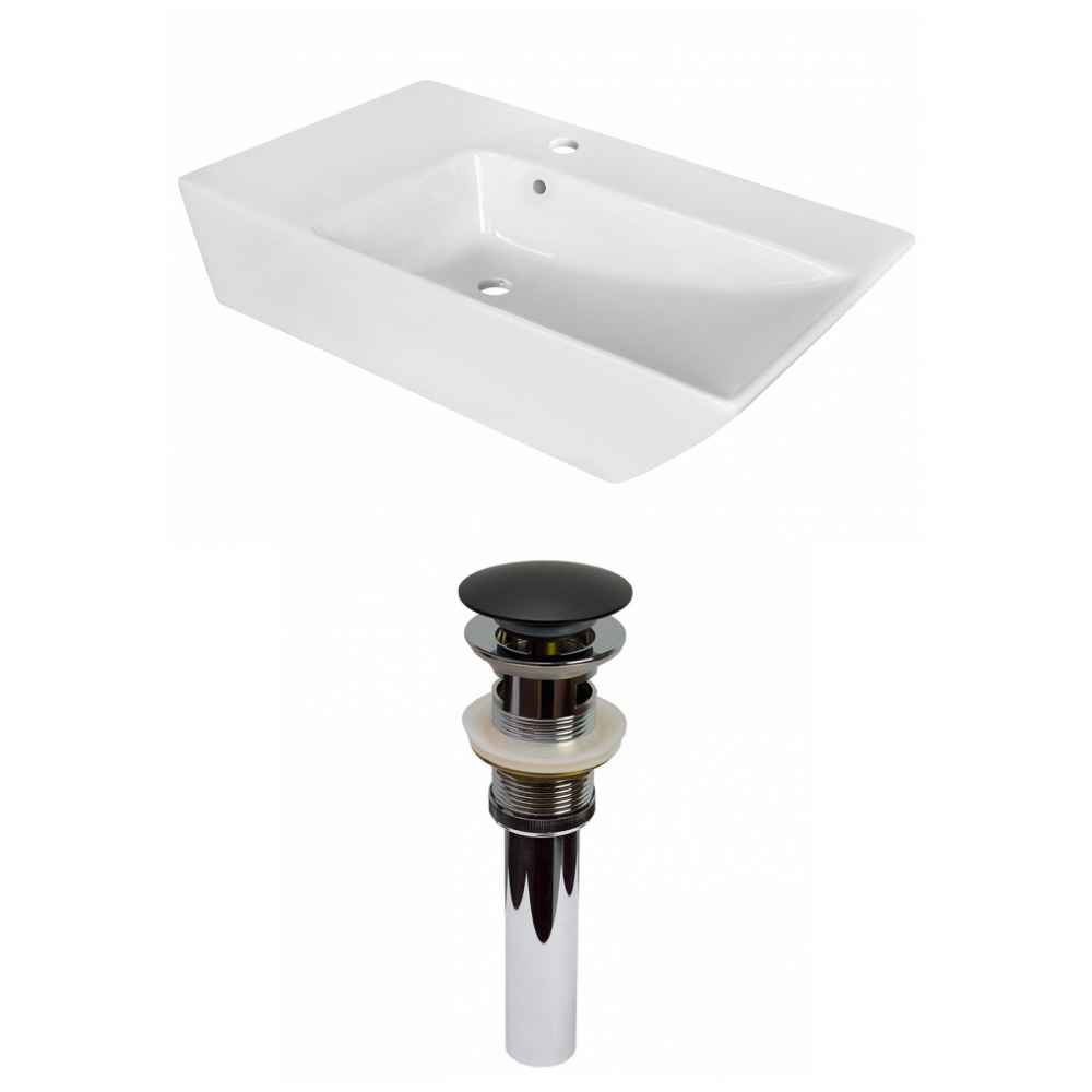 25.5-in. x 15.5-in. Rectangle Bathroom Vessel Sink Set White Enamel Glaze